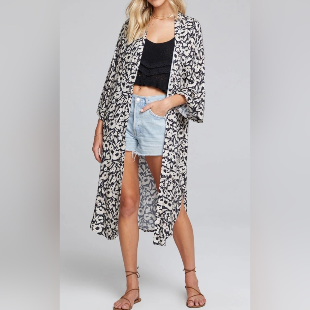 Scoop Black & White Kimono/Cover-Up